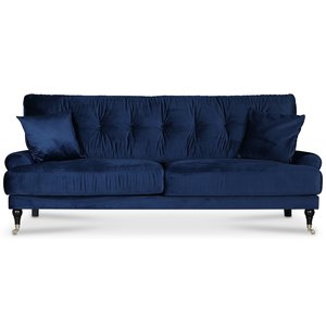 Adena 3-sits soffa - Midnattsblå sammet - 3-sits soffor