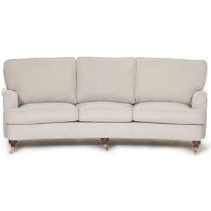 Howard Watford Deluxe 4-sits svängd soffa - Beige tyg + Möbelvårdskit för textilier - Howardsoffor