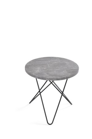 Mini O Table Grå Marmor med Svart Ram Ø40 - OX DENMARQ - bild
