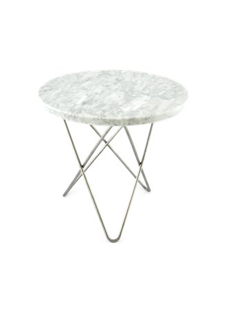Mini O Table Vit Marmor med Rostfri Stålram Ø40 - OX DENMARQ - bild
