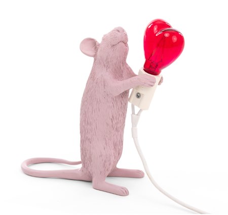 Mouse Lamp Standing Valentine´s day Rosa - SELETTI - bild