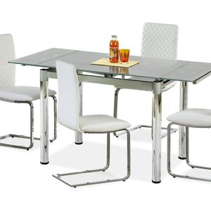 Aldona matbord 96-142 cm - Grå/krom - Matbord med glasskiva