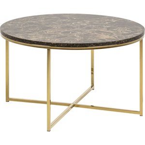Alisma soffbord Ø80 cm - Brun marmor/guld - Soffbord