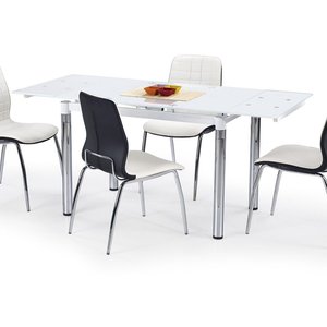 Amalie matbord 110-170 cm - Vit / Krom - Matbord med glasskiva