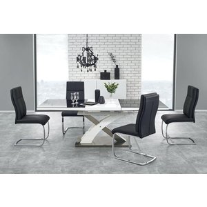 Bonita matbord 160-220 cm - Vit/svart - Matbord med glasskiva