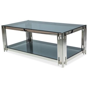 Bourne soffbord 120 x 60 cm - Krom/svart glas - Glasbord