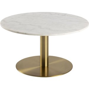 Corby soffbord Ø80 cm - Vit marmor/mässing - Soffbord i marmor