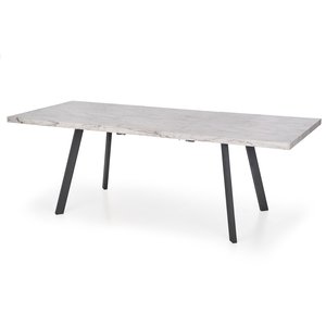 Darius matbord utdragbart 160-220 x 90 cm - Vit marmor/svart - Marmormatbord