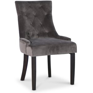 2 st Tuva Edstorp stol - Grå sammet / bruna ben - Klädda & stoppade stolar