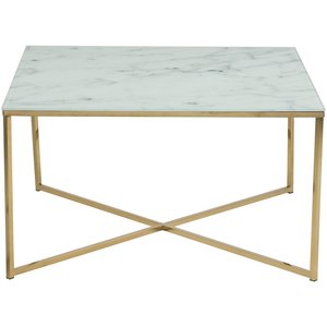 Alisma soffbord 80x80 cm - Vit marmor/guld - Soffbord i marmor