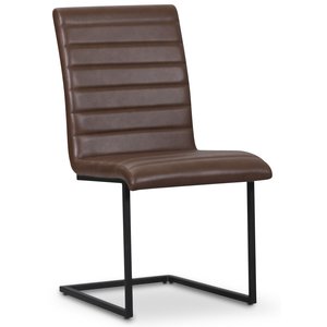 2 st Lazio stol svart metall - Brun PU - Konstläderklädda stolar