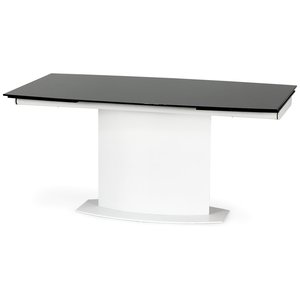 Leslie utdragbart ovalt matbord 160-250 cm - Vit/svart - Matbord med glasskiva