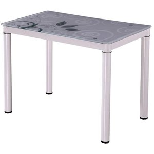 Anastasia 80 cm matbord - Vit - Matbord med glasskiva