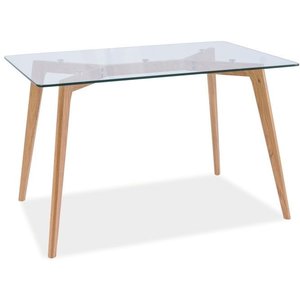 Ayleen 120 cm matbord - Ek/Glas - Matbord med glasskiva