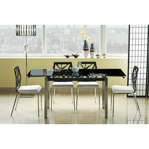 Cameron 110-170 cm matbord - Krom/svart - Matbord med glasskiva