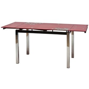Cameron 110-170 cm matbord - Röd/krom - Matbord med glasskiva