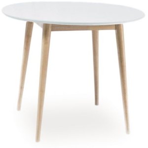 Desiree matbord Ø90 cm - Vit/ljus ek - Ovala & Runda bord