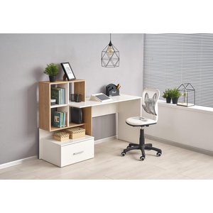 Myles skrivbord 149x50 cm - Ek/vit - Skrivbord med hyllor | lådor
