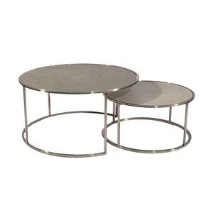 New York satsbord Ø80/60 cm - Stål/grå - Soffbord i marmor
