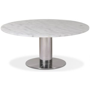 Next runt soffbord i marmor D105 cm - Borstad stål / Marmor -Marmorbord - Bord