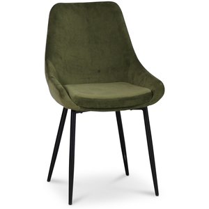 4 st Parade matstol - Grön sammet - Klädda & stoppade stolar