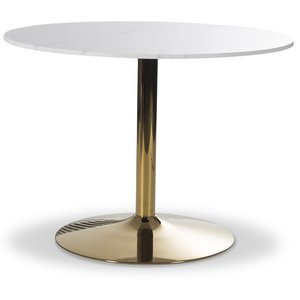 Plaza runt matbord Ø106 cm - Vit marmor / Mässing - Ovala & Runda bord