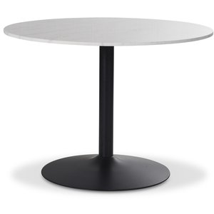 Plaza runt matbord Ø106 cm - Vit marmor/svart fot - Ovala & Runda bord