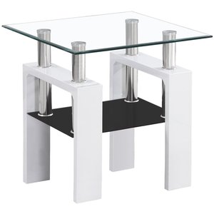 Clemson D soffbord 60 x 60 cm - Vit/svart - Glasbord