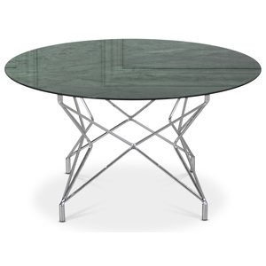 Soffbord Star 90 cm - Grönt marmorerat glas / Kromat underrede - Soffbord i marmor