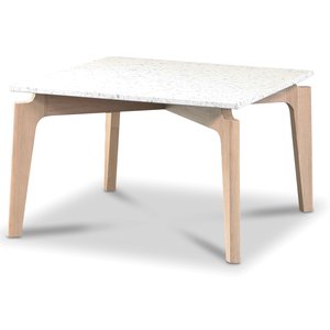 Terrazzo soffbord 75x75cm - Bianco Terrazzo & underrede white washed oak - Terrazzo-bord