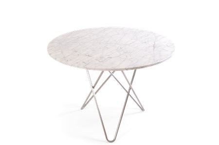 Large O Table Vit Marmor med Rostfri Stålram Ø100 - OX DENMARQ - bild