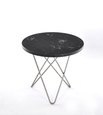 Mini O Table Svart Marmor med Rostfri Stålram Ø40 - OX DENMARQ - bild