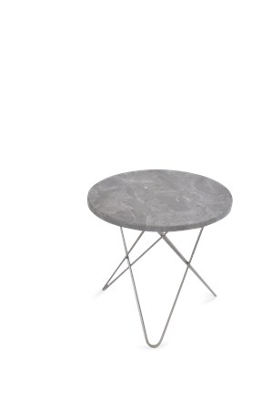 Mini O Table Grå Marmor med Rostfri Stålram Ø40 - OX DENMARQ - bild