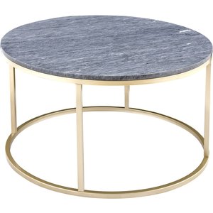 Accent soffbord runt 85 - Grå marmor / Mässingsfärgat underrede - Soffbord i marmor