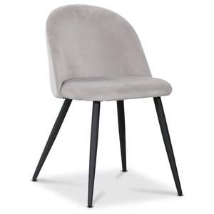 2 st Alice II stol - Ljusgrå sammet / Svarta ben - Klädda & stoppade stolar