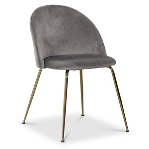 2 st Art velvet stol - Ljusgrå / Mässing - Klädda & stoppade stolar