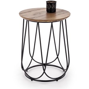 Bobby sidobord Ø40 cm - Valnöt/svart - Sidobord & lampbord