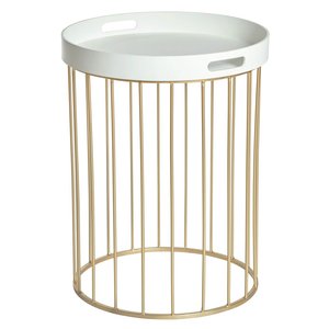 Chandler lampbord Ø40 cm - Vit / Guld - Sidobord & lampbord