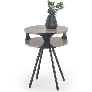 Hartley lampbord Ø45 cm - Mörk ek/svart - Sidobord & lampbord