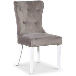 2 st Ingrid matstol - Grå sammet / Vita ben - Klädda & stoppade stolar