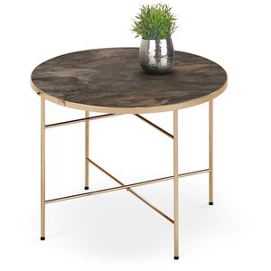 Ingunn sidobord Ø60 cm - Mörk marmor - Sidobord & lampbord