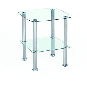 Kiera lampbord 45 x 45 cm - Metall/glas - Sidobord & lampbord