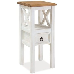 Vimle lampbord 34 x 34 cm - Vit/furu - Sidobord & lampbord