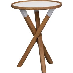 Morris lampbord Ø50 cm - Vit/ek - Sidobord & lampbord