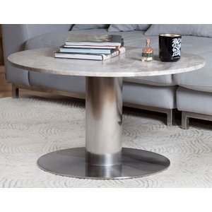 Next 85 runt soffbord i marmor med metallfot - Soffbord i marmor