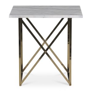 Paladium Lampbord 55 x 55 cm - Mässing / Ljus marmor - Sidobord & lampbord
