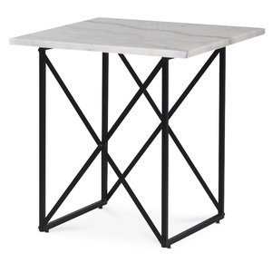 Paladium Lampbord 55 x 55 cm - Svart / Ljus marmor - Sidobord & lampbord