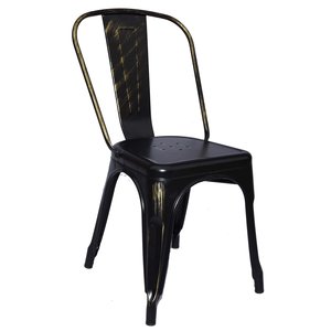 4 st Plåtstol Industry Ingo i plåt - Raspad Svart / Guld - Metallstolar