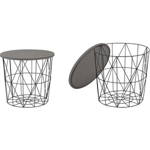 Roseanne lampbord Ø42 cm - Grå/svart - Sidobord & lampbord