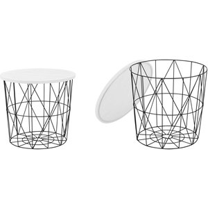 Roseanne lampbord Ø42 cm - Vit/svart - Sidobord & lampbord